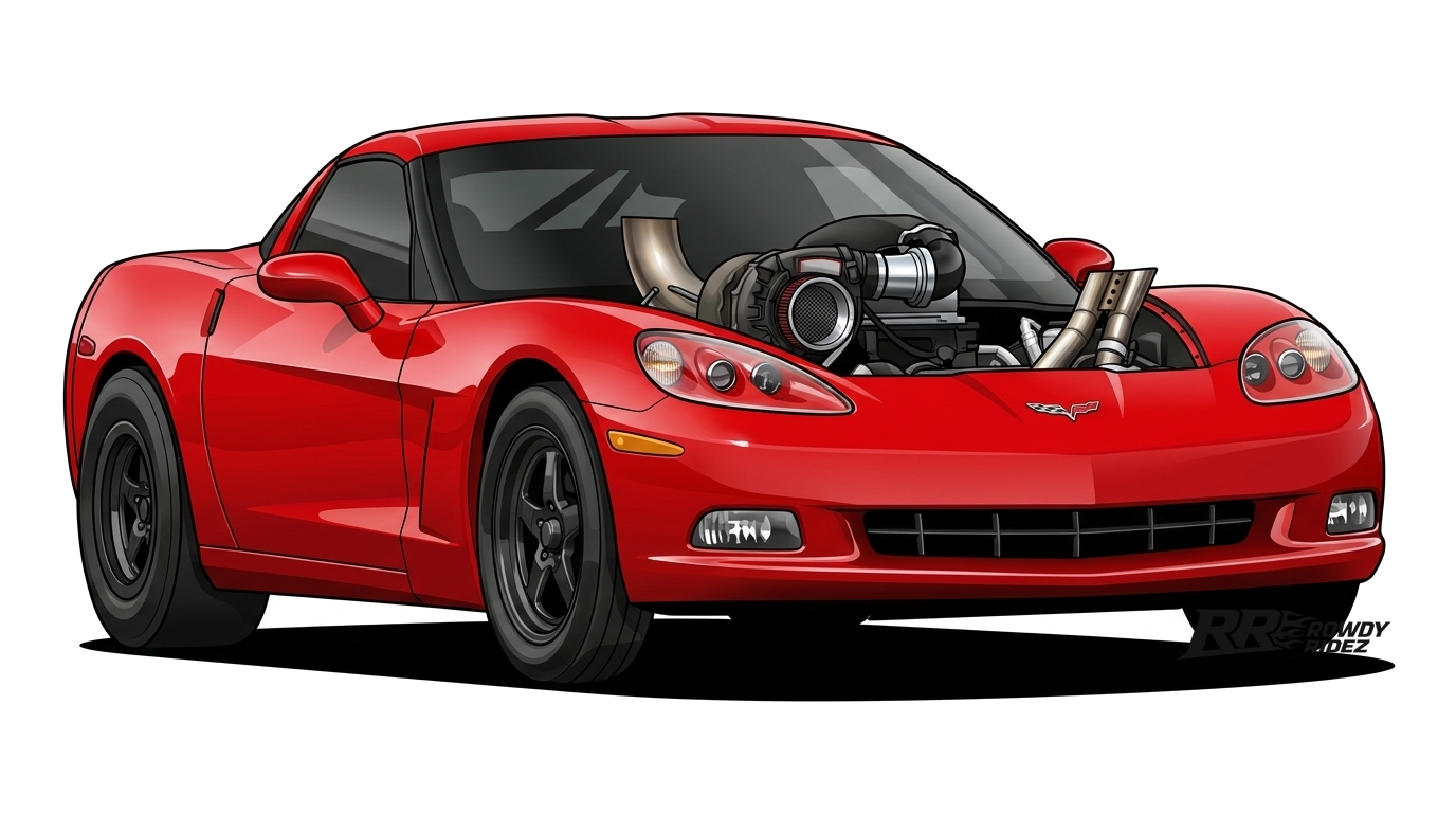 Example of custom Rowdy Ridez vector car art digital file